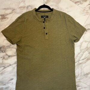 rag & bone Short Sleeve Henley in Olive L